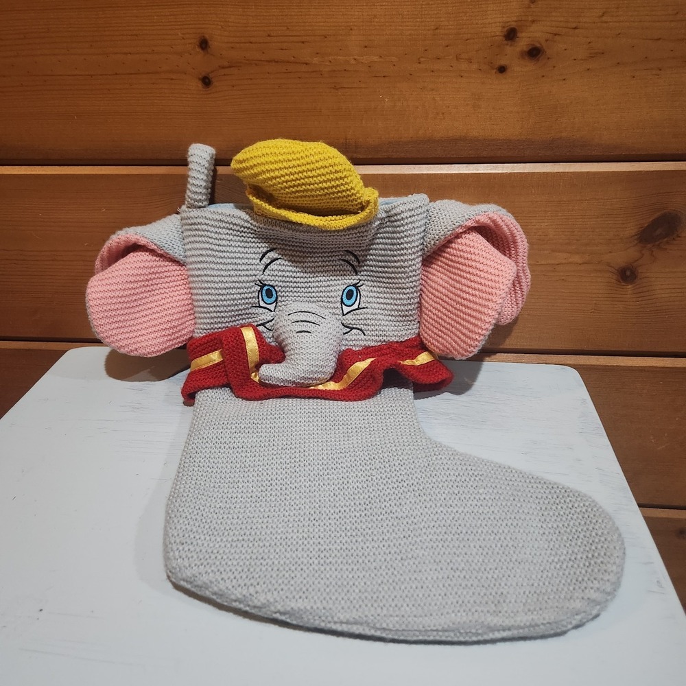Disney Parks Dumbo Elephant Knit Sock Christmas Holiday Stocking 18"